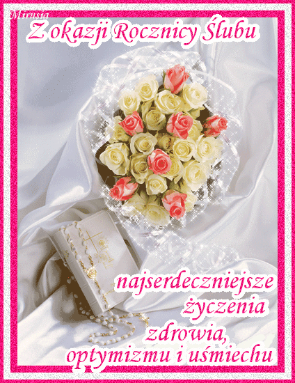 Bukiet róż i życzenia z okazji rocznicy ślubu